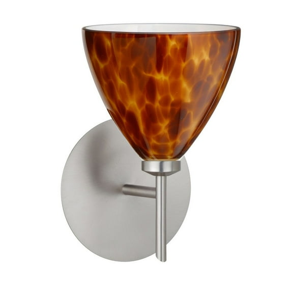 1SW-177918-LED-SN Besa Lighting Mia-One Light Mini Wall Sconce-5 Inches Wide by 7.5 Inches High-Satin Nickel Finish-Amber Cloud Glass Color-LED