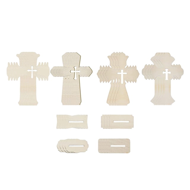 16 cruces de madera de pie para decorar centros de mesa de bautizo o de pared. 16 piezas
