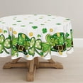 thumbnail image 3 of St. Patricks Day Tablecloth 60×60 Inch Round, Clover Shamrock Hat White Washable Table Cover for Party Picnic Dinner Decor, 3 of 6