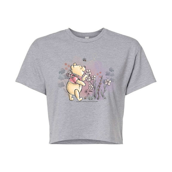 Disney - Smell The Flowers - Juniors Cropped Cotton Blend T-Shirt