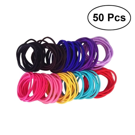 Nylon Rubber Bands High Elasticity Ponytail Holder Hair Ties Rope for Adults Kids 50pcs (Mixed