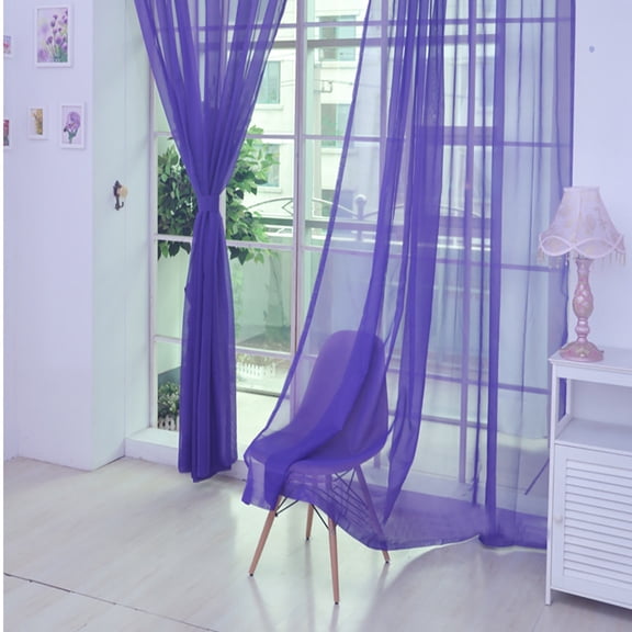 Vikakiooze Home Decor , 1 PCS Pure Color Tulle Door Window Curtain Drape Panel Sheer Scarf Valances