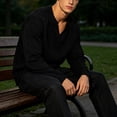 thumbnail image 5 of KyCheLot Mens Long Sleeve Shirt V Neck Textured Tops Oversized Casual Athletic Fashion Streetwear Pullover, 5 of 8