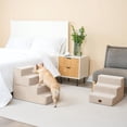 thumbnail image 4 of Escalera para perros EHEYCIGA de 4 peldaños para cama, 45 cm de altura, antideslizante, color beige, 4 of 7