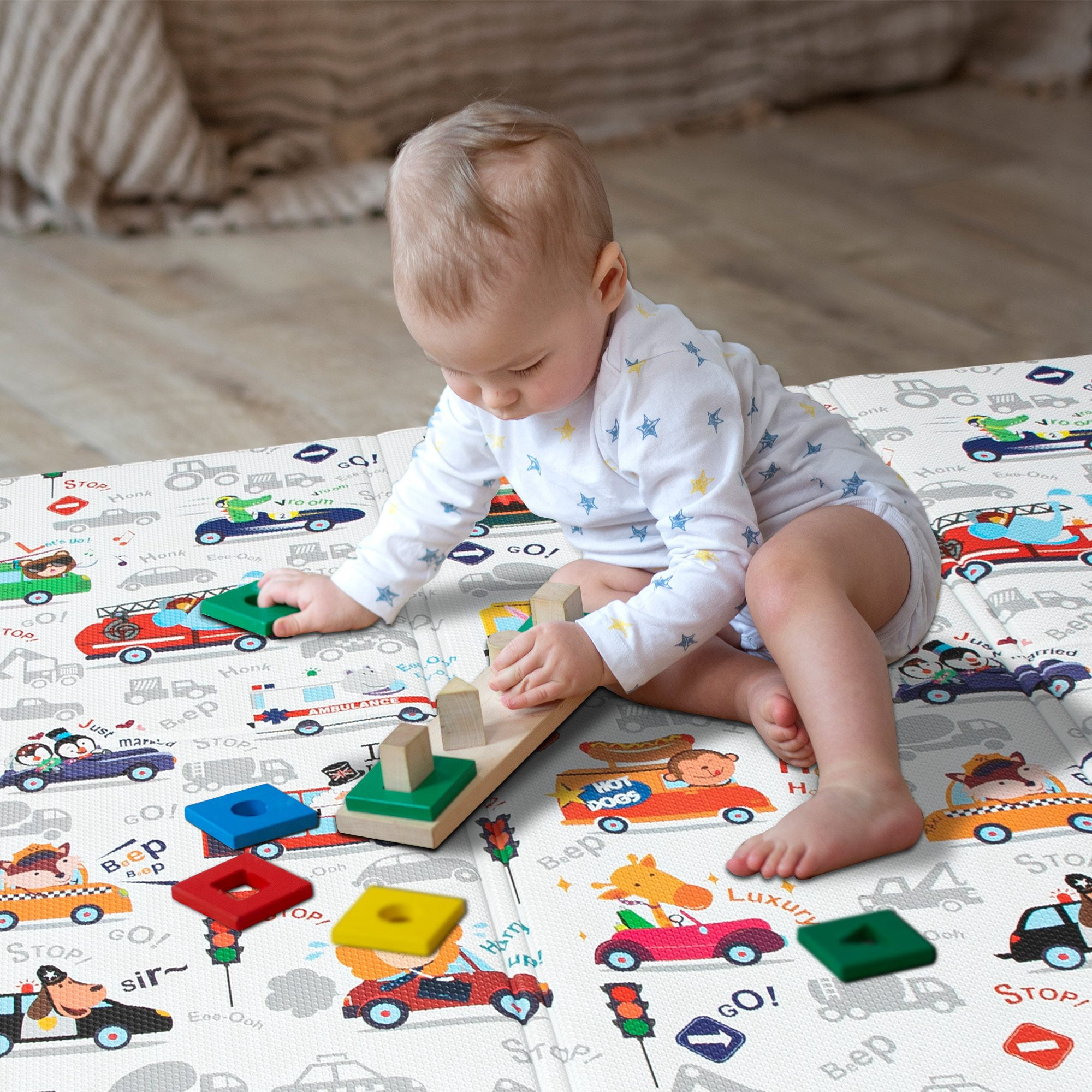 Ray Star Baby Play Mat 55''x90.5''x0.39'' Toddler Climbing Mats Indoor Activity Mat Foldable Climbing Mat Kids&nbsp;Play&nbsp;Mat