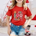 thumbnail image 2 of WEIYLL T-Shirts Filles Décontractés 100 Jours d'École Imprimé Lettre Col Rond Manches Courtes Rouge Activewear 12-13 Ans, 2 of 4