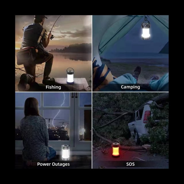 LáMpara Solar para Tienda de CampañA Luces LED de Emergencia Linterna PortáTil Focos LáMparas con BateríA Recargable Linterna - Blanco