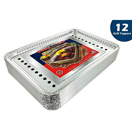 Pactogo 16" x 11" Aluminum Foil BBQ Gourmet Grill Topper Pan (Pack of 12)