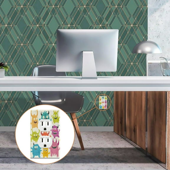 New Flame-Retardant Switch Plate Cover，DIY Wall Plate Decor with Screws，Cute Monsters