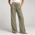 thumbnail image 6 of AherBiu Cotton Linen Pants for Women Lightweight Wide Leg High Waisted Summer Casual Loose Trousers with Pockets, 6 of 8