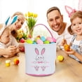 thumbnail image 5 of Easter Bunny Basket Buckets, Cute Personalized Canvas Cotton Tote Bags Basket for Easter Gifts Pink-White, 5 of 6