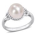 thumbnail image 1 of Miabella 9-9.5mm White Round Cultured Freshwater Pearl Sterling Silver Cocktail Ring, 1 of 6