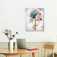 thumbnail image 2 of Nawypu Flower Bathroom Wall Decor Art Pink Blue Pictures Rustic Canvas Wall Art for Kitchen Office Bedroom, Farmhouse Modern Framed Paintings Artwork for Home Art Prints with Wood Fram, 2 of 4