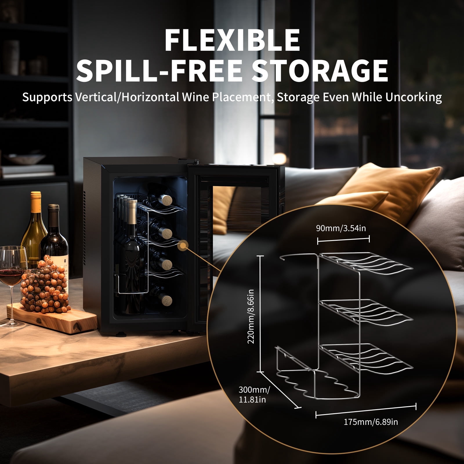 NEEDONE 8 Bottle Wine Cooler Refrigerator, Thermoelectric Wine Fridge Cellar ,Rapid Cooling,Touch Control, Ultra-Quiet & Energy Efficient,For Red White and Sparkling Wine ,Gifts for Women Men
