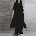 thumbnail image 4 of Pantalones Mujeres Irregular Top + Pantalón 2 piezas Algodón Pantalones rectos Trajes Lady Streetwear Kuymtek Negro T XXL para Mujer, 4 of 7
