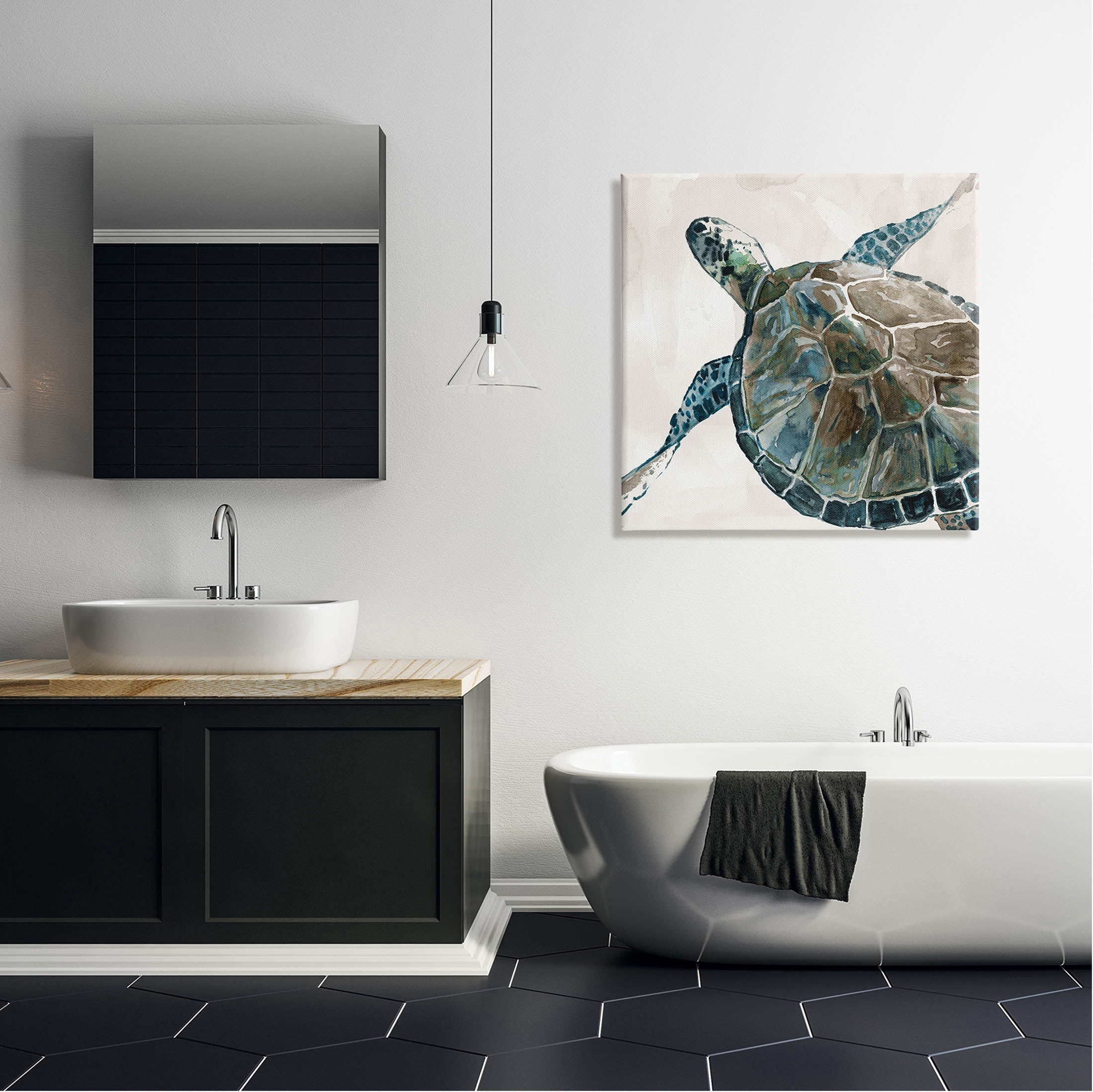 Stupell Industries Beige Sea Turtle Swimming Graphic Art Gallery Wrapped Canvas Print Wall Art, Design by Carol Robinson