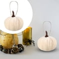 thumbnail image 2 of Plush Pumpkin Pendant Decoration – Soft Velvet Fabric Hanging Ornament for Halloween, Thanksgiving, and Fall Seasonal Displays (Beige), 2 of 9