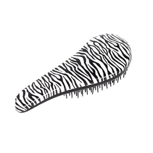 Cepillo desenredante con mango ergonómico para cabello rizado, grueso, húmedo o seco, pelucas y extensiones. Rayas blancas y negras.