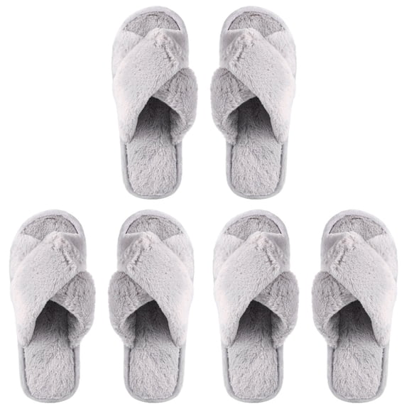Plush Slippers Open Toe Pantumblas De Mujer Cross Pvc Women's 3 Pairs