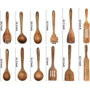 Wooden Spoons for Cooking,12 Pack Wooden Utensils for Cooking Wooden Kitchen Utensils Set Wooden Cooking Utensils Natural Teak Wooden Spatulas for Cooking