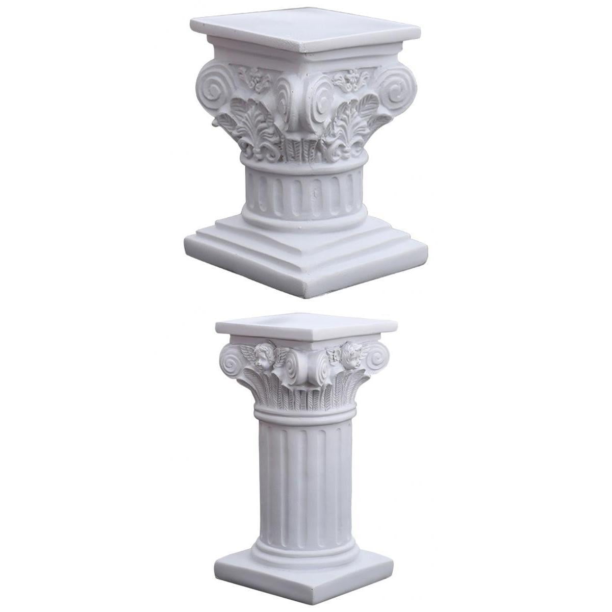 Zeckos Solid Concrete Roman Pillar Mini Statue Pedestal 