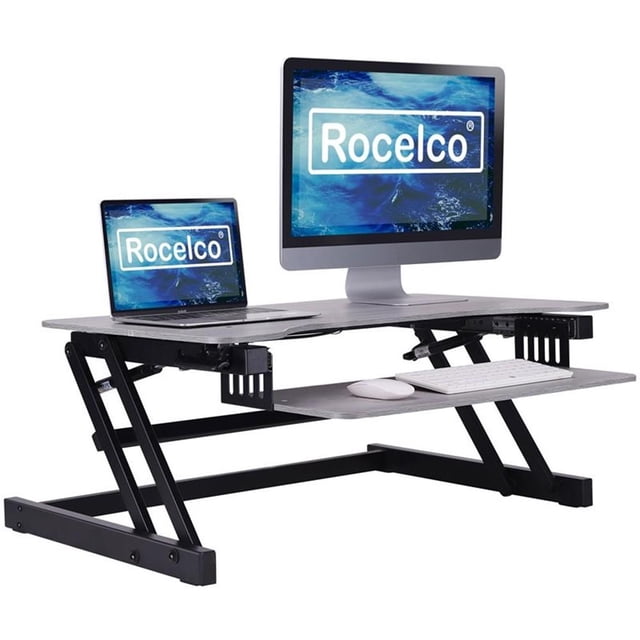 Pemberly Row Bureau Debout Convertible de Luxe à Hauteur Réglable de 37,5 Po - Gris