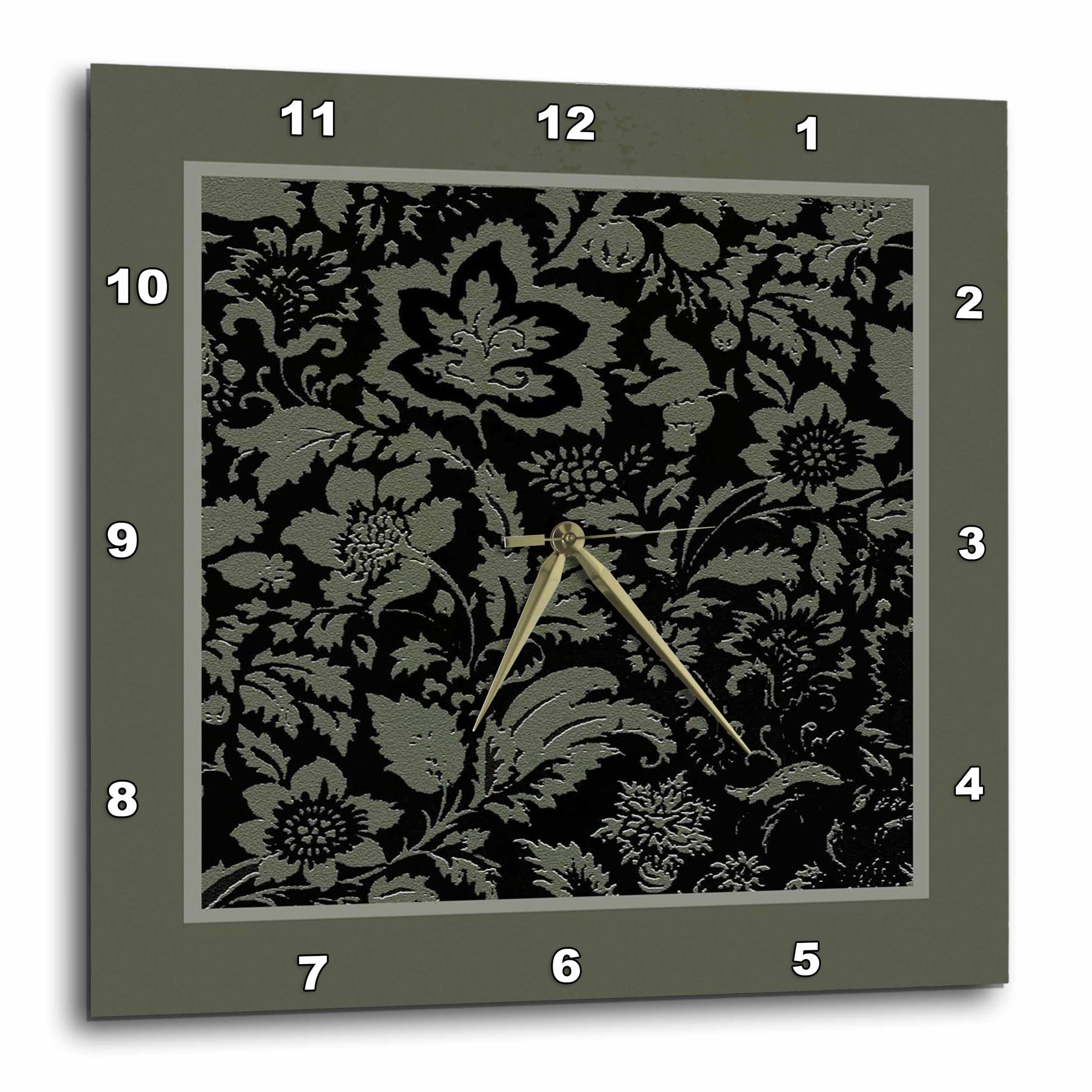 3dRose Leaves in Sage Green Wall Clock, 10 by 10inch