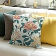thumbnail image 3 of Autua Coral Floral Pillow Covers, Turquoise Orange Flower Outdoor Decorative Teal Throw Pillows Colorful Flower Couch Cushion Case for Chair Sofa Bedroom Living Room Decor 24x24in, 3 of 5