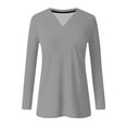 thumbnail image 4 of Womens Slim Fit Athletic T-Shirts, Long Sleeve Shirts for Women Spring Casual Solid Color Slimming Fit V Neck Workout Tops, 4 of 5