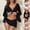 Black, variant on JSGEK Womens Swimsuit Set Long Sleeve Cover Up Design Front Tie Closure Flare Sleeve Detail Mini Skirt Bottom Soft Fabric for Beach Cover Ups Black L
