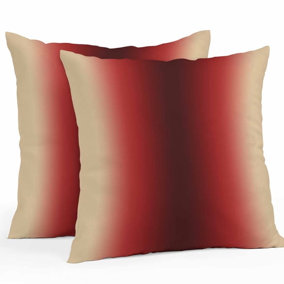 Red Black Khaki Ombre Throw Pillow Covers 24x24 Inch Set of 2, Modern Abstract Art Gradient Waterproof Outdoor Pillow Covers, Decorative Cushion Pillowcases for Couch, Sofa, Bed, Garden, Patio