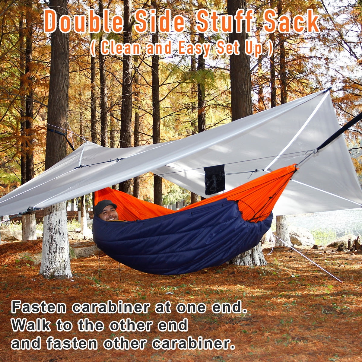 Onewind Double Hammock Underquilt for Camping, Hiking, Backpacking, 50F, Blue, 82"L x 52"W, 250 lbs