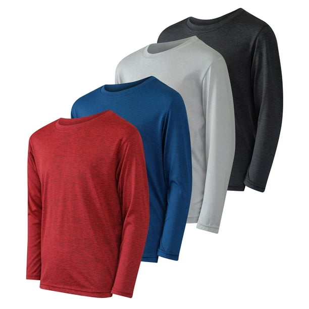 Real Essentials Boys Undershirts, 4 Pack Moisture Wicking LongSleeve