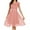 Pink, variant on Flowy Cocktail Dresses for Women Cap Sleeve V Neck Lace Contrast Chiffon A Line Midi Dress Wedding Guest Dress