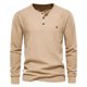 thumbnail image 1 of Camiseta de manga larga para hombre, color liso, diseño con cuello, corte holgado, poliéster, prenda informal para otoño-invierno, 1 of 7