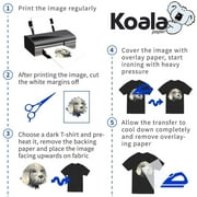 Koala Inkjet Printable Heat Transfer Vinyl Paper, Dark Transfer Paper for Dark or Light Color Cotton T-Shirt 10 Sheets