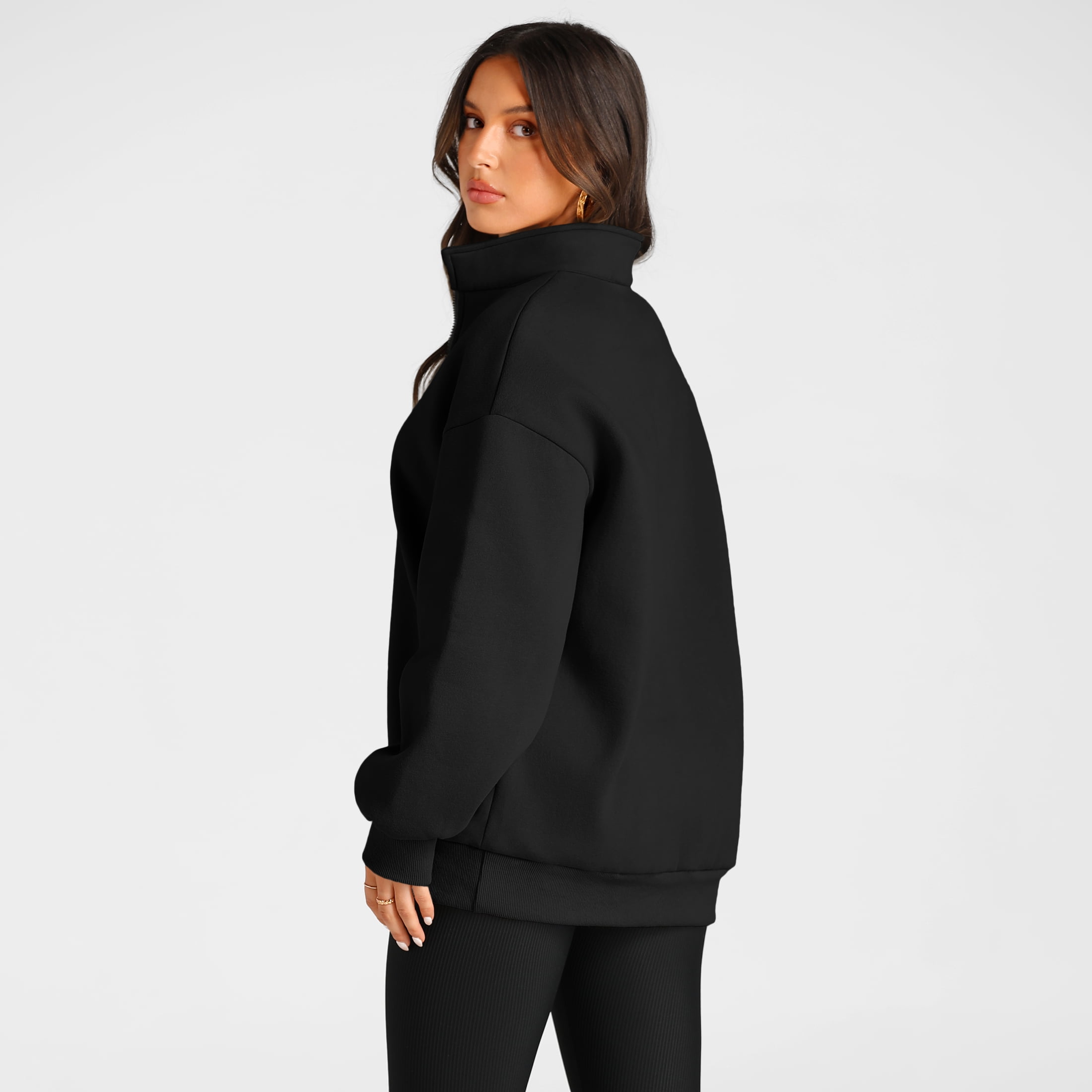 SUNBS Womens Oversized Sweatshirts Half Zip Pullover Fall Fashion Hoodies Long Sleeve Shirts Clothes
