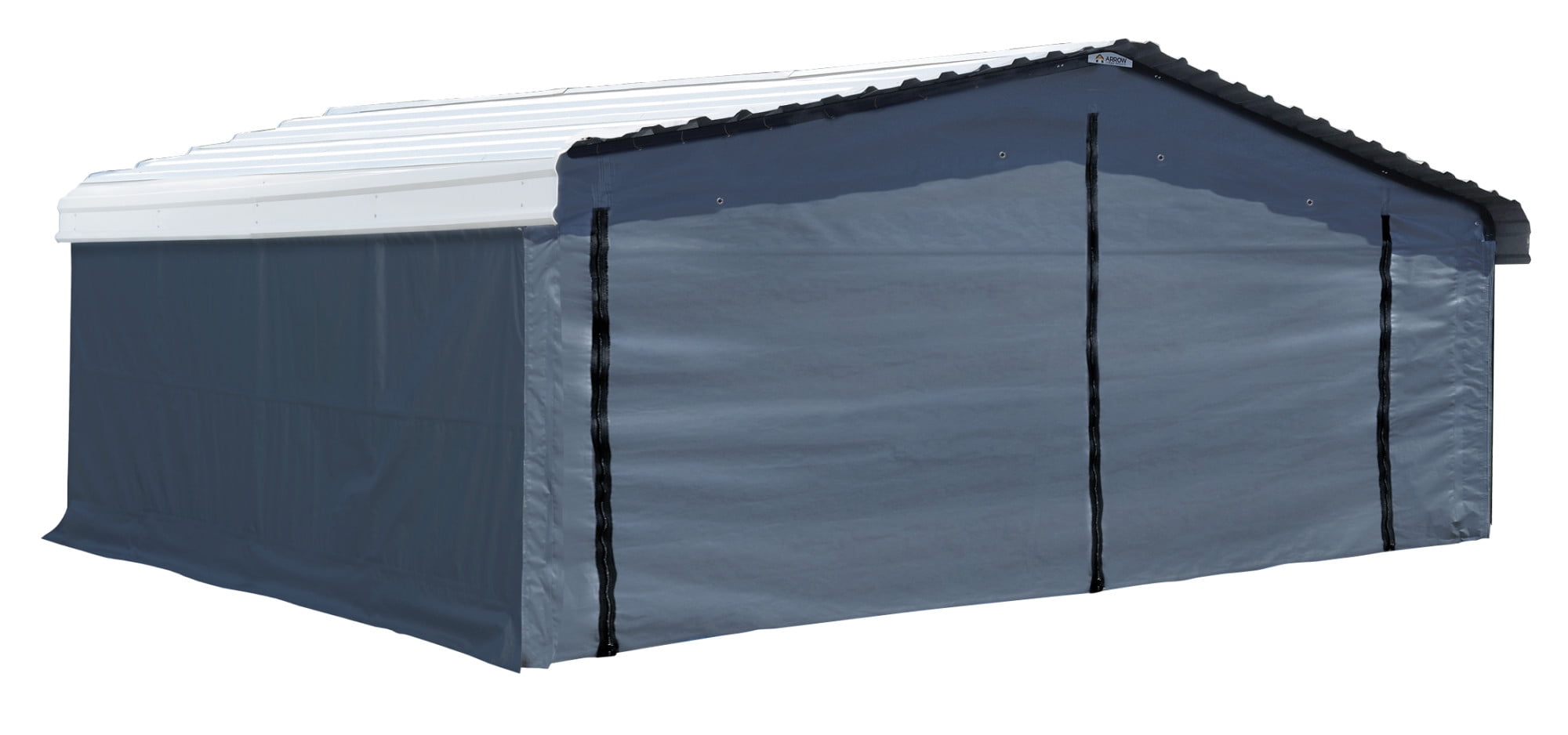 Arrow 20' x 20' x 7' 29-Gauge Carport with Galvanized Steel Roof Panels and Enclosure Kit, Eggshell