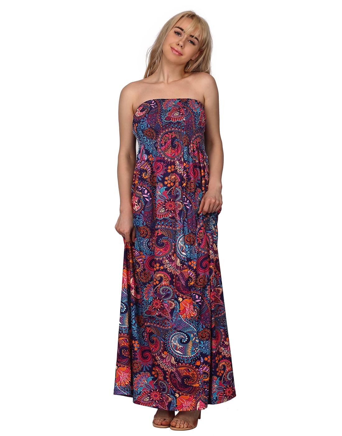 strapless long casual dresses