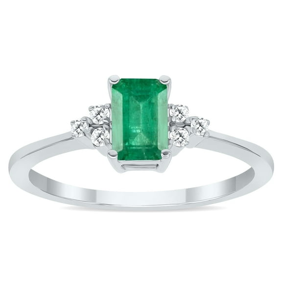 Emerald and Diamond Ring in 10K White Gold