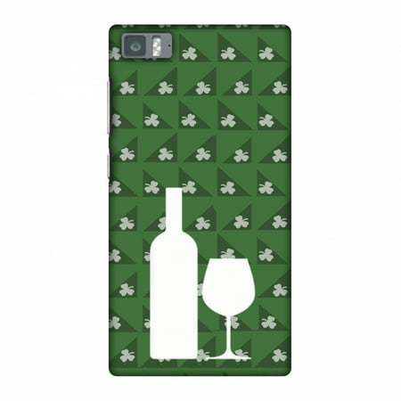 Protective Wing - Xiaomi Mi 3 Case, Premium Handcrafted Designer Hard Shell Snap On Case Printed Back Cover with Screen Cleaning Kit for Xiaomi Mi 3, Slim, Protective - Wine and pattern with shemrock - Green