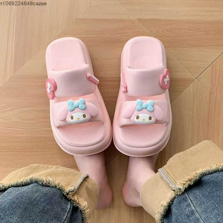 Sanrio Hello Kitty Korean Style Sweet Slippers Women Summer Sandals Thick Soft Aesthetic Cute Shoes Y2k Girls Fashion Slippers