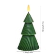 thumbnail image 3 of Twisted Christmas Tree Flameless LED Candle, Ribbed Green Paraffin Wax, 5.7 x 2.87 x 2.87 in, Uses 2 AAA Batteries, 3 of 6