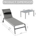 thumbnail image 2 of Lounge Chair Outdoor Set of 2, Outdoor Chaise Lounge Chairs with Side Table & Adjustable Headrest, Outdoor Lounge Chair with 5 Adjustable Position, Patio Chaise Lounge Chair for Beach, Yard, Pool,Grey, 2 of 6