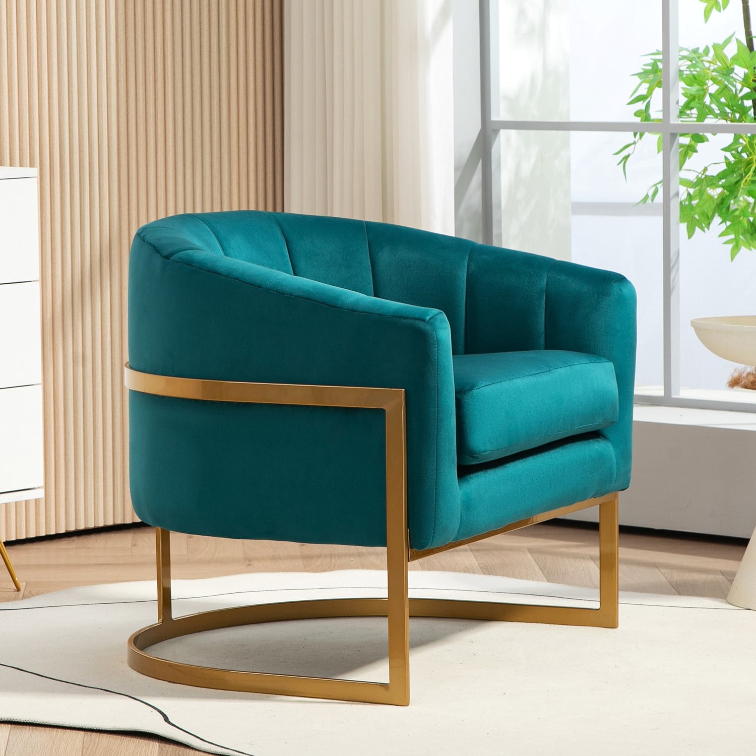 US Pride Furniture Modern Accent Armchair Luxury Gold Frame and Multi-colored Velvet Material Infuse Elegant Flair Greenish Blue