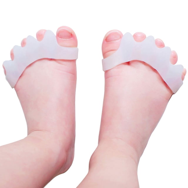 Última versión del separador y separador de dedos de gel para niños para separar y corregir los dedos de los pies (niños, blanco, 2 piezas)