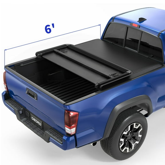 RVNI 3 Fold 6FT Soft Truck Bed Tonneau Cover For 2016-2023 Toyota Tacoma w/ LED Lamp