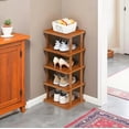 thumbnail image 5 of 51"H Large Vertical Shoe Rack Organizer, Space Saving Corner Shoe Shelf Tower for Closet Entryway Garage, Brown, 5 of 5