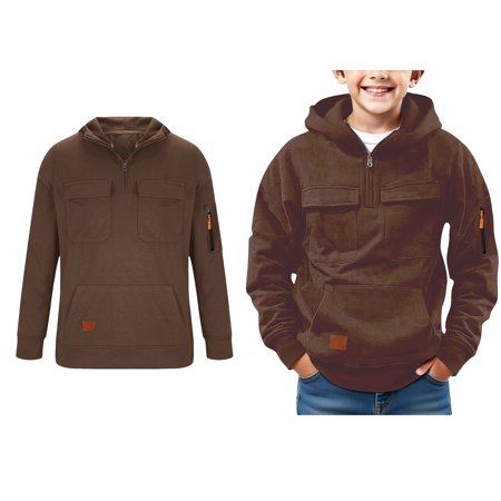 Boys Hoodies Quarter Zip Hoodies Long Sleeve Pullover Hoodie Sweatshirt with Pockets 7-8 Years Old Boy Clothes