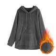thumbnail image 5 of SMihono Drawstring Hoodie Dress for Women Soft Fuzzy Fleece Sweatshirt Dress Pullovers Cute Long Sleeve Warm Winter Sweater Dress Dark Gray XL, 5 of 7